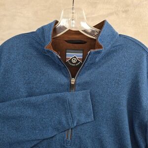 Straight Down Size Medium Blue Heather 1/4‎ Zip Pullover Sweater Sweatshirt